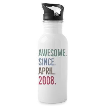 Awesome Since April 2008 - Water bottle with straw - white - Right