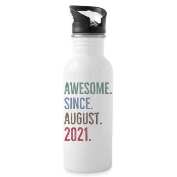 Großartig seit August 2021 - Trinkflasche mit integriertem Trinkhalm - Weiß - Rechts