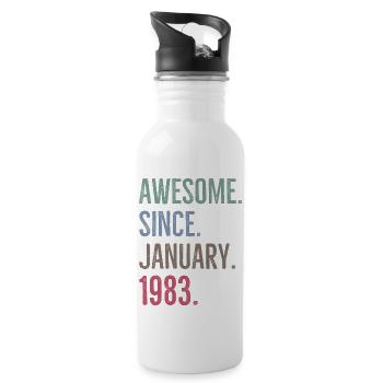 Awesome Since January 1983 - Water bottle with straw - white - Right
