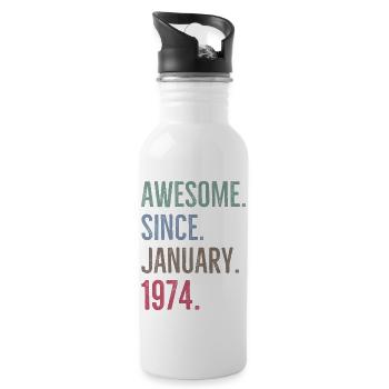 Awesome Since January 1974 - Water bottle with straw - white - Right