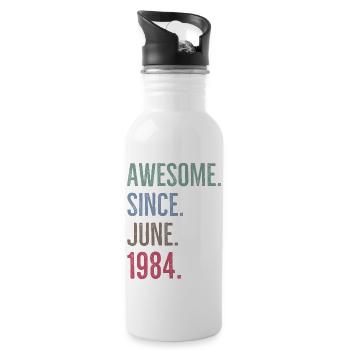 Awesome Since June 1984 - Water bottle with straw - white - Right