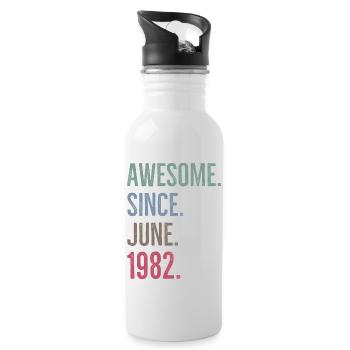 Großartig seit Juni 1982 - Trinkflasche mit integriertem Trinkhalm - Weiß - Rechts