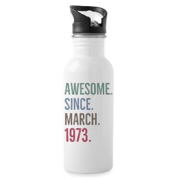 Awesome seit März 1973 - Trinkflasche mit integriertem Trinkhalm - Weiß - Rechts