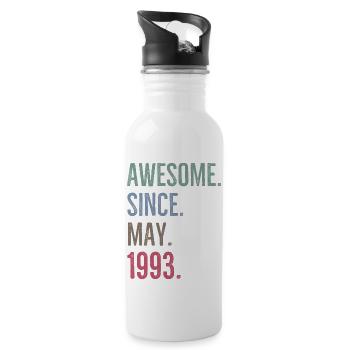 Awesome seit Mai 1993 - Trinkflasche mit integriertem Trinkhalm - Weiß - Rechts