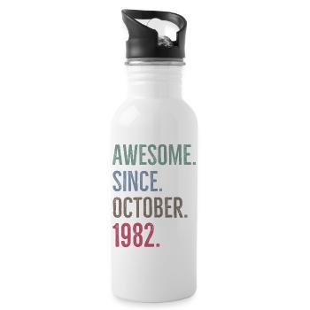 Großartig seit Oktober 1982 - Trinkflasche mit integriertem Trinkhalm - Weiß - Rechts