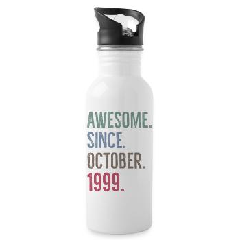 Awesome Since October 1999 - Water bottle with straw - white - Right
