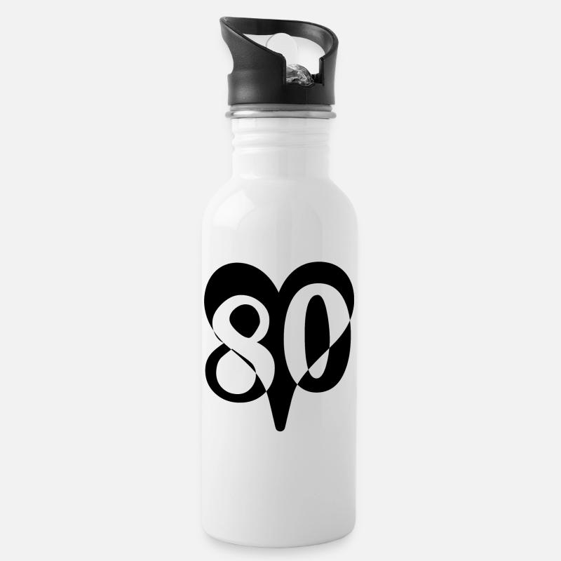 80th birthday - Water bottle with straw - white
