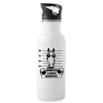 Horse Riding Horses Girls Profile Horse - Water bottle with straw - white - Right