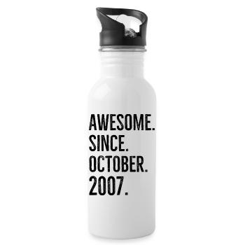 Awesome Since October 2007 - Water bottle with straw - white - Right