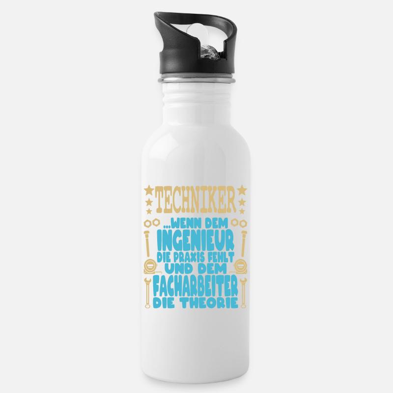 Techniker Schule Abschluss Fortbildung Ingenieur - Trinkflasche mit integriertem Trinkhalm - Weiß