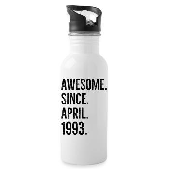 Awesome seit April 1993 - Trinkflasche mit integriertem Trinkhalm - Weiß - Rechts
