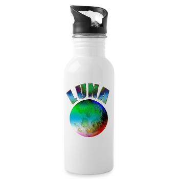 Luna Mond Regenbogen - Trinkflasche mit integriertem Trinkhalm - Weiß - Rechts