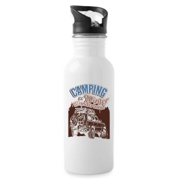 Camping In A Winter Wonderland Winter Vacation Camping - Water bottle with straw - white - Right