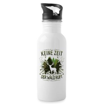 No time the forest calls deer autumn season - Water bottle with straw - white - Right