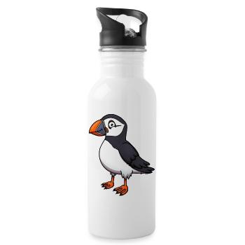 Cute Puffin - Water bottle with straw - white - Right