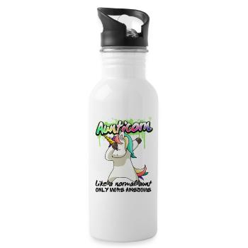 Aunticorn Unicorn Best Aunt in the World Baby Auntie - Water bottle with straw - white - Right