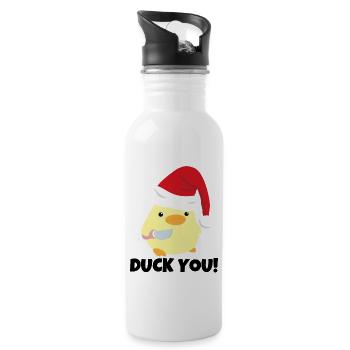 Canard vous! Canard de Noël avec mème au couteau - Gourde avec paille intégrée - blanc - Droite
