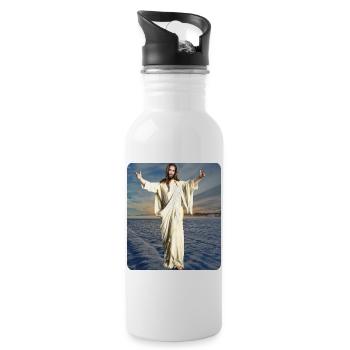 Jesus Figure Winter - Water bottle with straw - white - Right