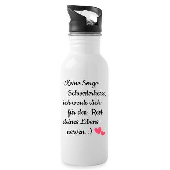 Beste Schwester Schwesterherz Weihnachten Geschenk - Trinkflasche mit integriertem Trinkhalm - Weiß - Rechts