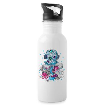 Octopus - zombie - cool sea monster streetwear - Water bottle with straw - white - Right
