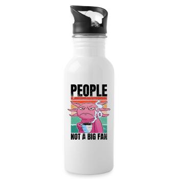 Axolotl with coffee - People Not A Big Fan - Water bottle with straw - white - Right