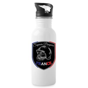 Firefighter blue white red France pennant BLACK - Water bottle with straw - white - Right
