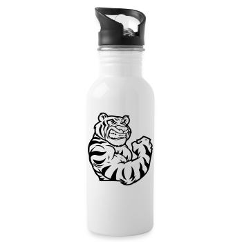 Tiger Bodybuilding Biceps - Water bottle with straw - white - Right