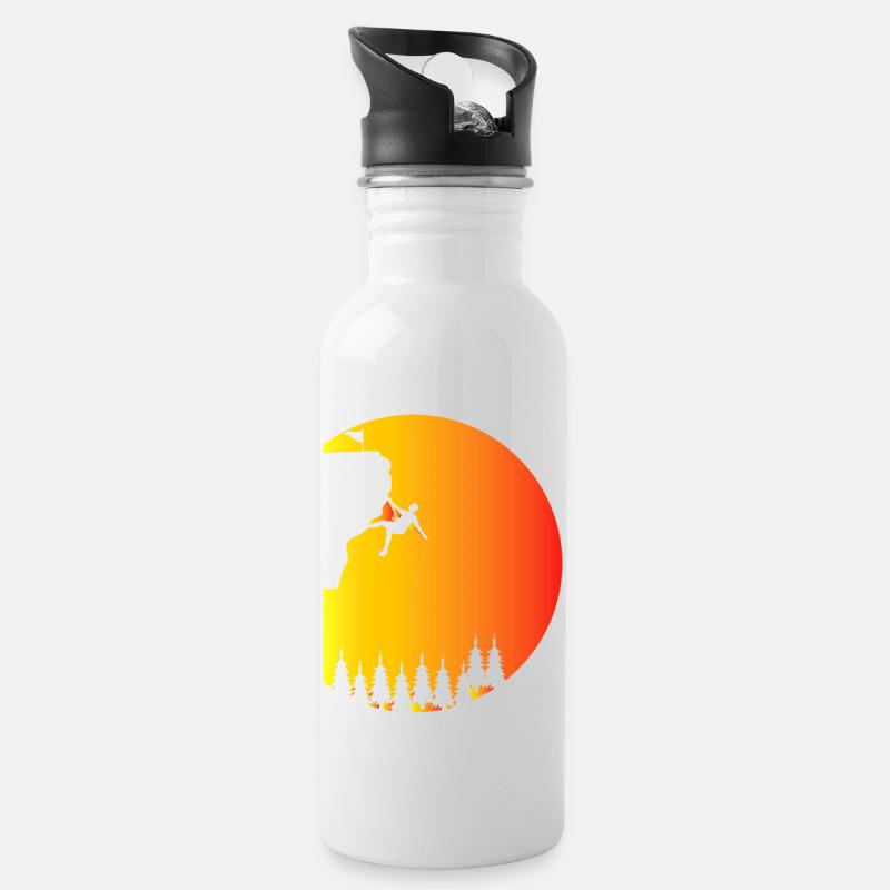 Bouldern Klettern Climbing - Trinkflasche mit integriertem Trinkhalm - Weiß