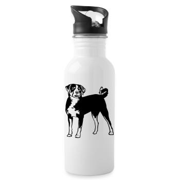 Appenzeller Sennenhund - Trinkflasche mit integriertem Trinkhalm - Weiß - Rechts