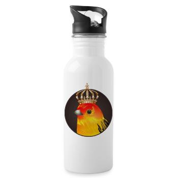 royal bird as a portrait with a golden crown - Water bottle with straw - white - Right