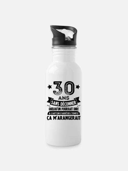 30 Ans Anniversaire Cadeau 30 ans - Gourde avec paille intégrée - blanc