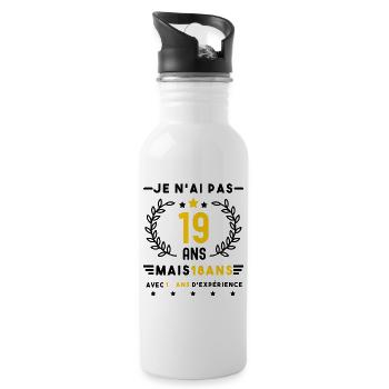 cadeau humour anniversaire 19 ans homme femme - Gourde avec paille intégrée - blanc - Droite