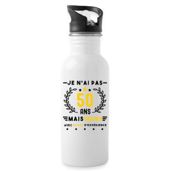 cadeau humour anniversaire 50 ans homme femme - Gourde avec paille intégrée - blanc - Droite