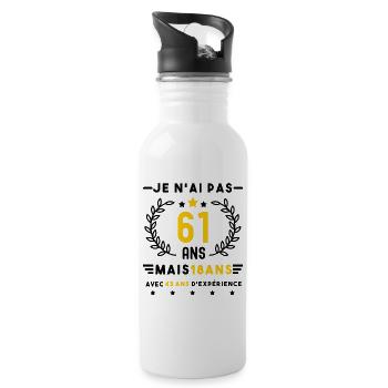 cadeau humour anniversaire 61 ans homme femme - Gourde avec paille intégrée - blanc - Droite