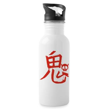 Le mot démon en japonais (rouge) - Gourde avec paille intégrée - blanc - Droite