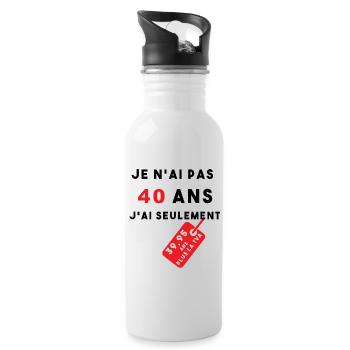 anniversaire 40 ans cadeau humour âge - Gourde avec paille intégrée - blanc - Droite