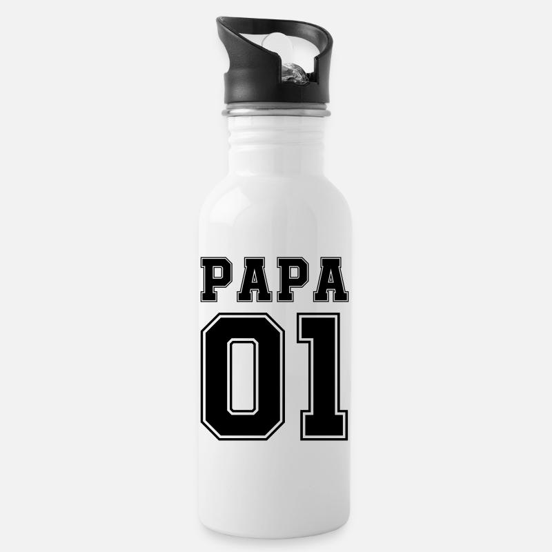Papa 01 - Trinkflasche mit integriertem Trinkhalm - Weiß
