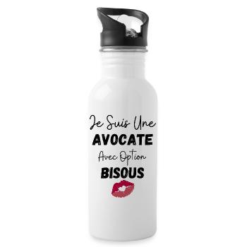 je suis une avocate avec option bisous - Gourde avec paille intégrée - blanc - Droite