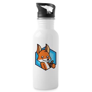 Daumen Hoch Fuchs - Trinkflasche mit integriertem Trinkhalm - Weiß - Rechts