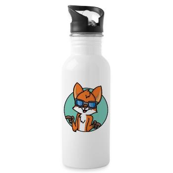 Funny Fox - Water bottle with straw - white - Right