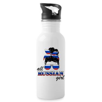 All Russian Girl Mädels Frau Damen Russland Flage - Trinkflasche mit integriertem Trinkhalm - Weiß - Rechts