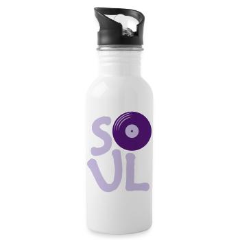 Vinyl Soul Music - Trinkflasche mit integriertem Trinkhalm - Weiß - Rechts
