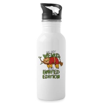 Cooles Cartoon Faultier - Limited Edition - Spruch - Trinkflasche mit integriertem Trinkhalm - Weiß - Rechts