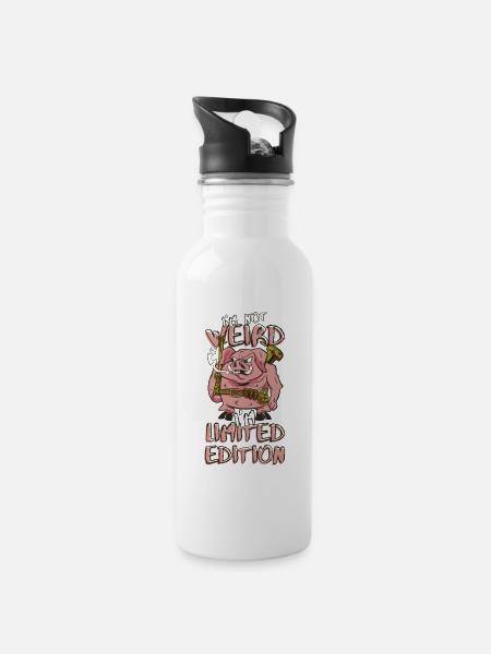 Cool Cartoon Pig - Édition Limitée - Dicton - Gourde avec paille intégrée - blanc