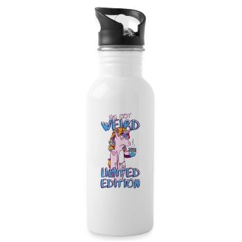 Cartoon Unicorn with Coffee Cup - Limited Edition - Water bottle with straw - white - Right