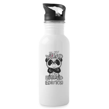 Annoyed Cartoon Panda - Limited Edition - Saying - Water bottle with straw - white - Right