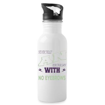 electric shock gift idea funny sayings craft - Water bottle with straw - white - Right