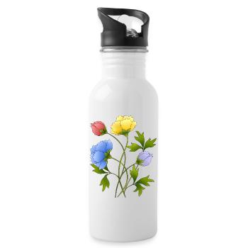 Fleur - Gourde avec paille intégrée - blanc - Droite