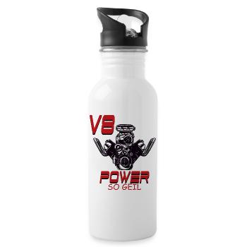 V8 Puissance si excitée - Gourde avec paille intégrée - blanc - Droite