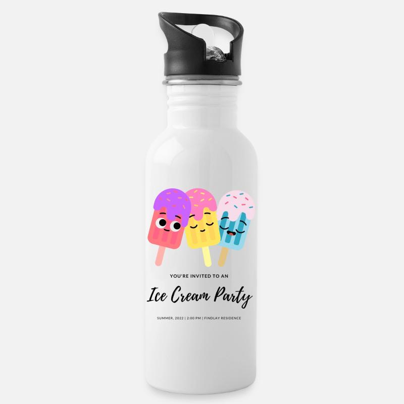 Ice Cream - Trinkflasche mit integriertem Trinkhalm - Weiß
